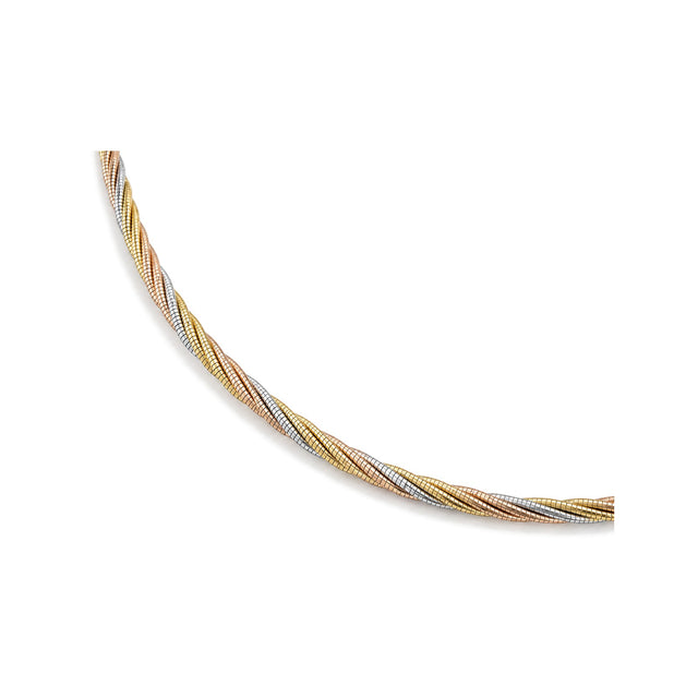 Trinity Twist Necklace in gold, rose gold and silver tones