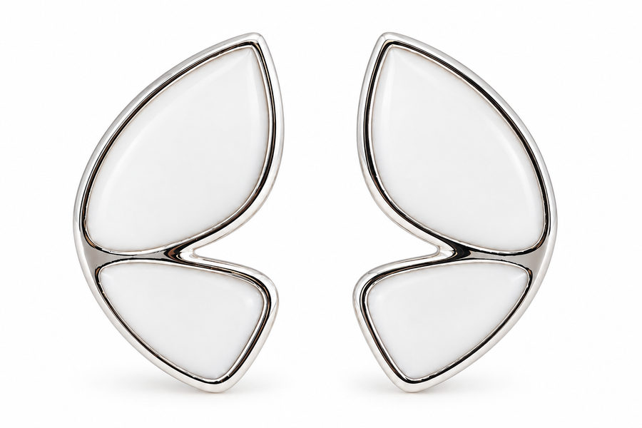 Petal Flutter Silver Stud Earrings
