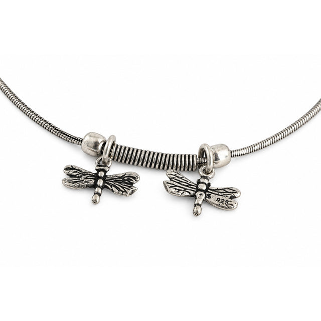Close-up of the Dragonfly Charm Snake Chain Anklet