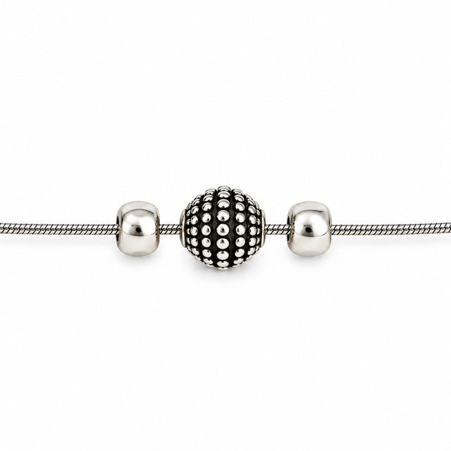Close-up of the Oxidised Silver Bead Anklet