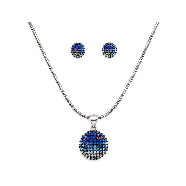 Blue Radiance Crystal Pendant Set