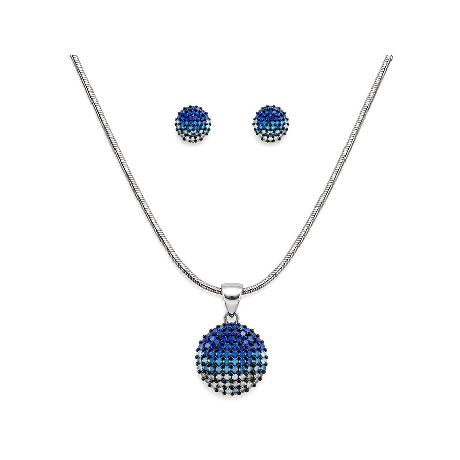 Blue Radiance Crystal Pendant Set