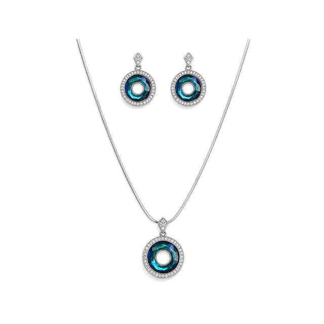 Swarovski Crystal Halo Pendant Set