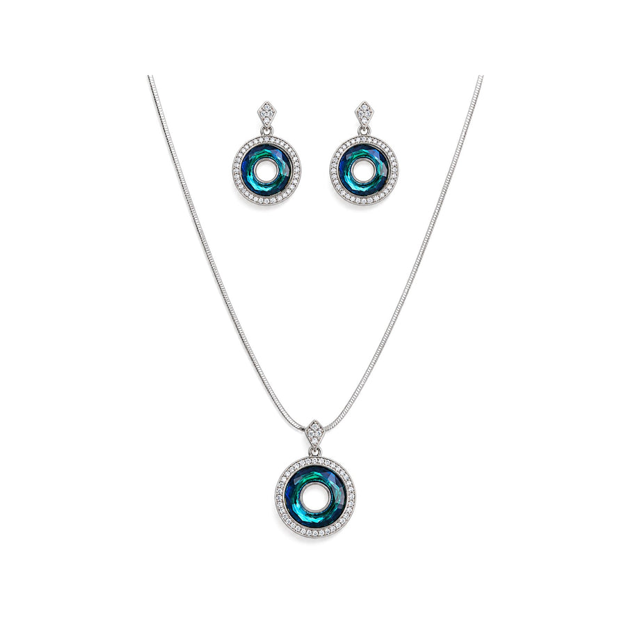 Swarovski Crystal Halo Pendant Set in sterling silver