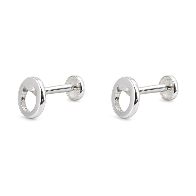 Cat Silhouette Rhodium Stud Earrings