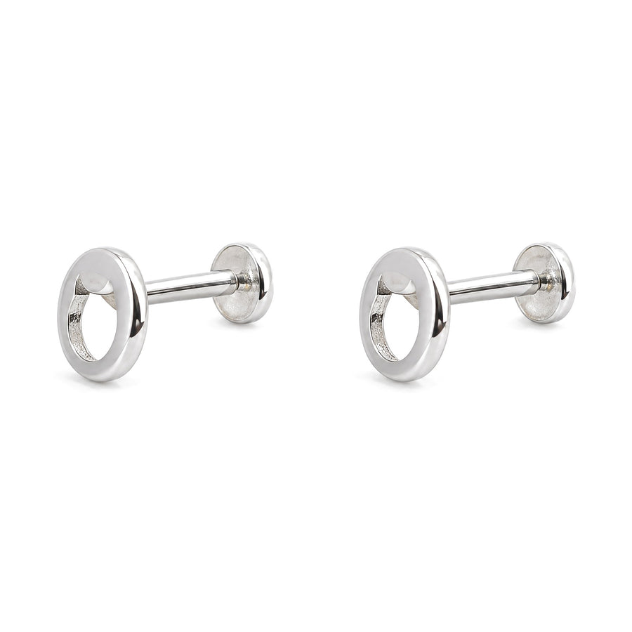 Cat Silhouette Rhodium Stud Earrings - view 3