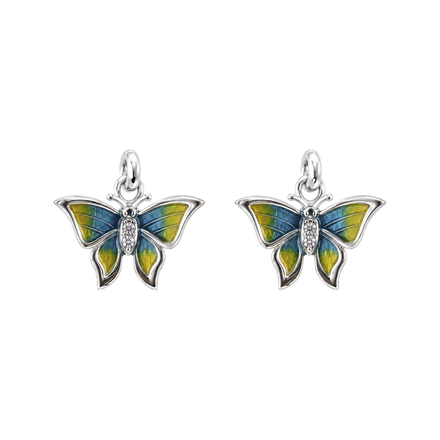 Blue Green Enamel Butterfly Stud Earrings