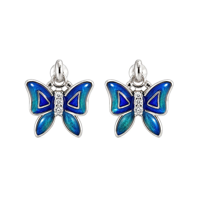 Blue Enamel Butterfly Stud Earrings