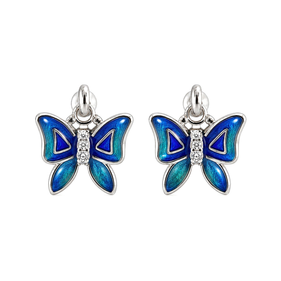 Blue Enamel Butterfly Stud Earrings