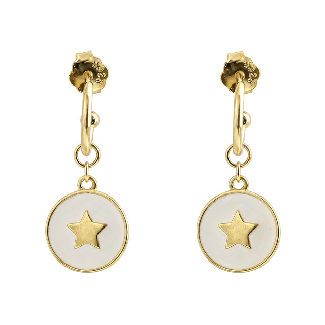 Star Charm Enamel Hoop Earrings