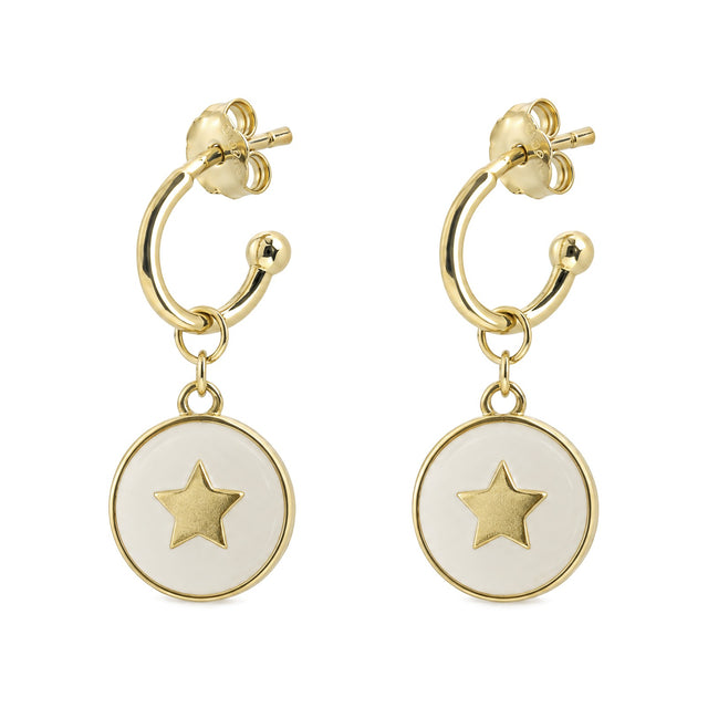 Star Charm Enamel Hoop Earrings