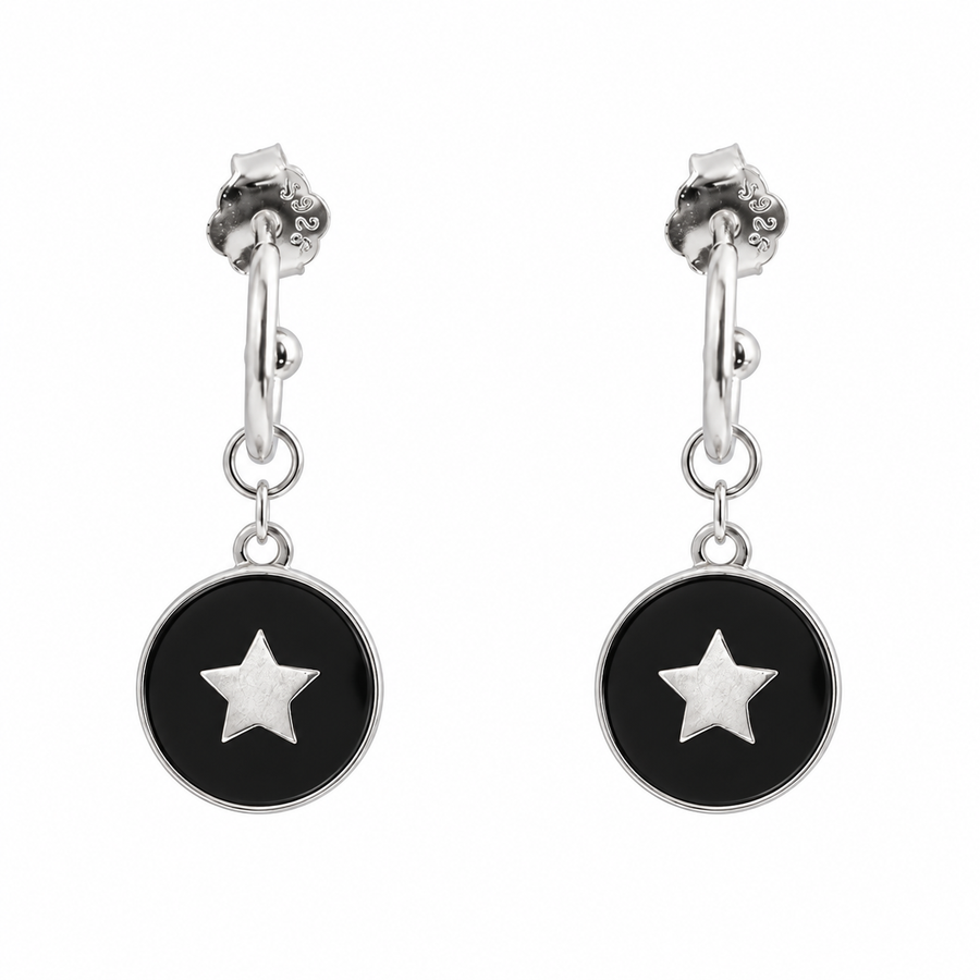 Star Charm Enamel Hoop Earrings - view 6
