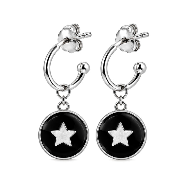 Star Charm Enamel Hoop Earrings