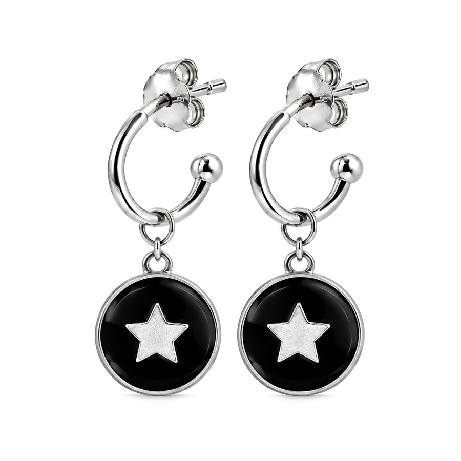 Star Charm Enamel Hoop Earrings - view 4