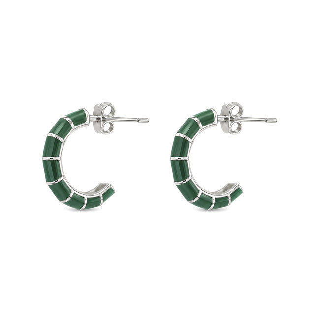 Enamel Segment Hoop Earrings