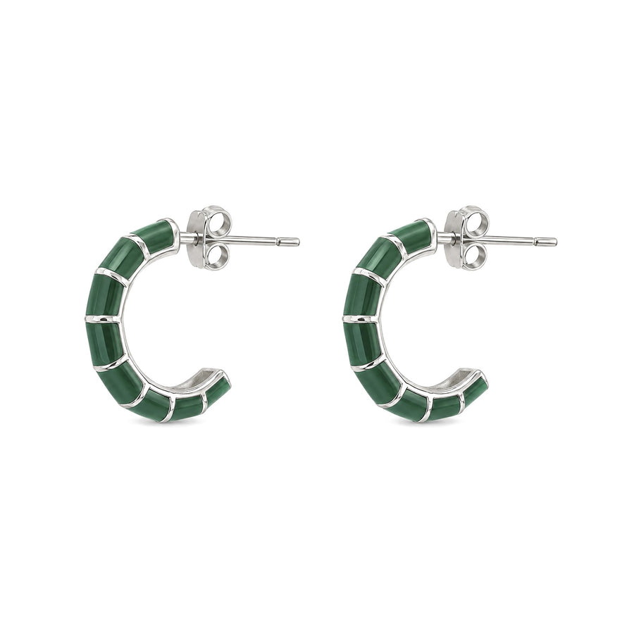Enamel Segment Hoop Earrings