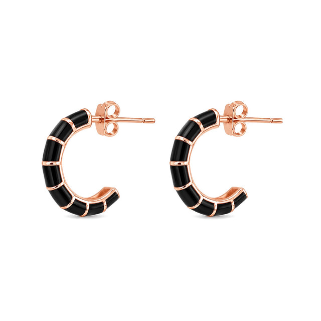 Enamel Segment Hoop Earrings