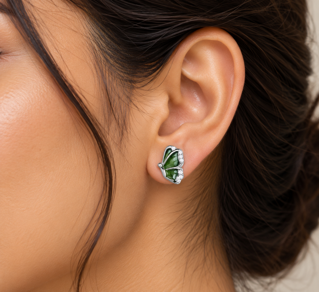 Enamel Wing Stud Earrings