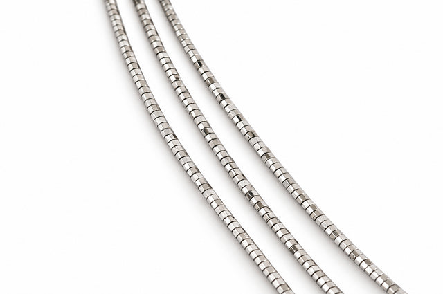 Italian triple-strand rhodium-plated 925 sterling silver necklace