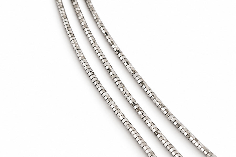 Italian triple-strand rhodium-plated 925 sterling silver necklace