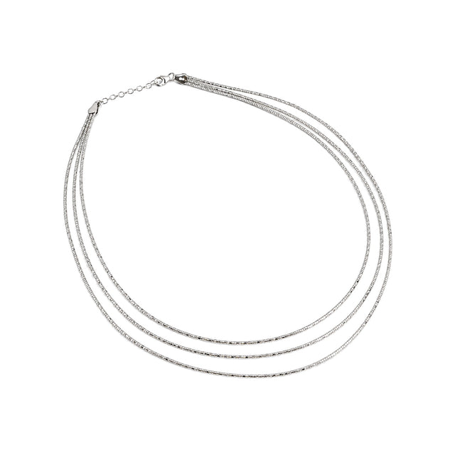 Italian Triple-Strand Silver Necklace