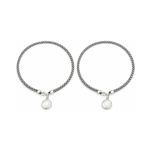 Italian Silver Pearl Charm Anklet