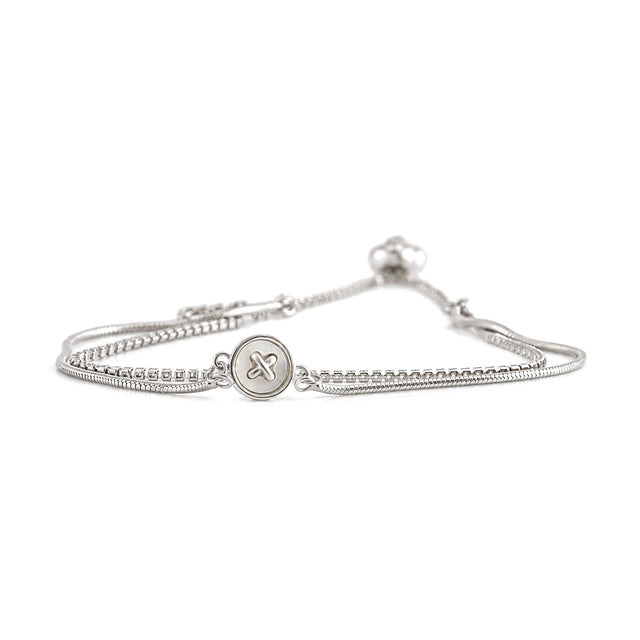 MOP & Zircon Double-Layer Adjustable Bracelet