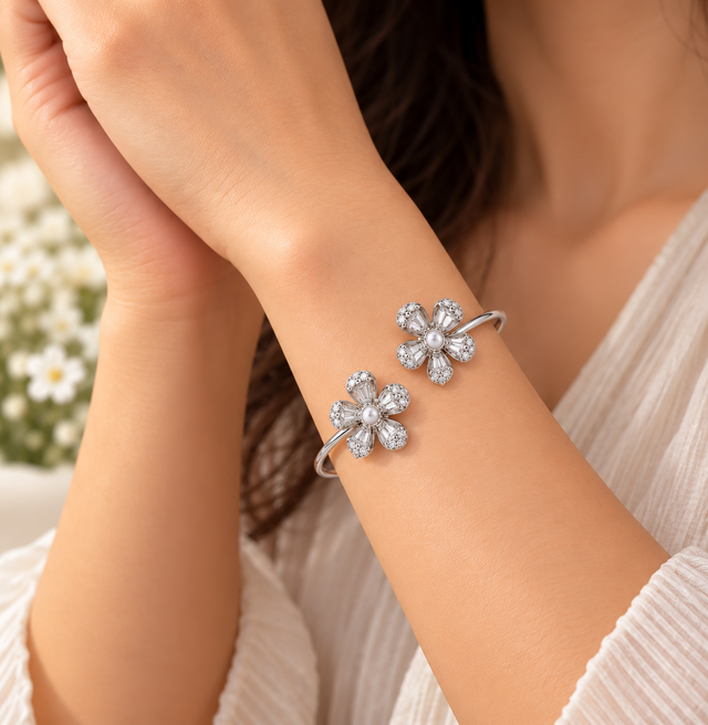 Model wearing Zircon Flower Bracelet