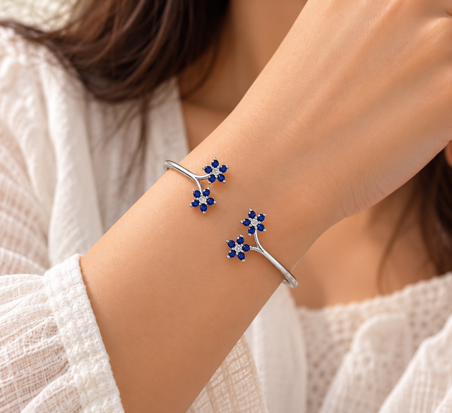 Floral Cluster Cuff Bracelet - view 5