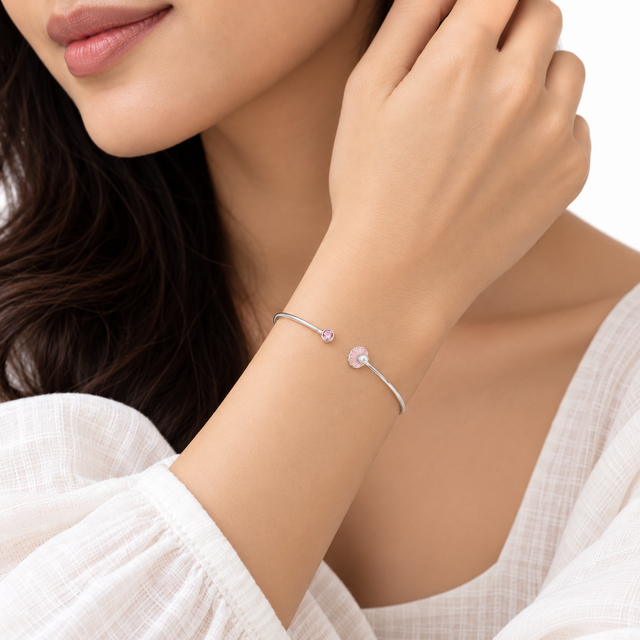 Model wearing Aurora Shell Cuff Bracelet