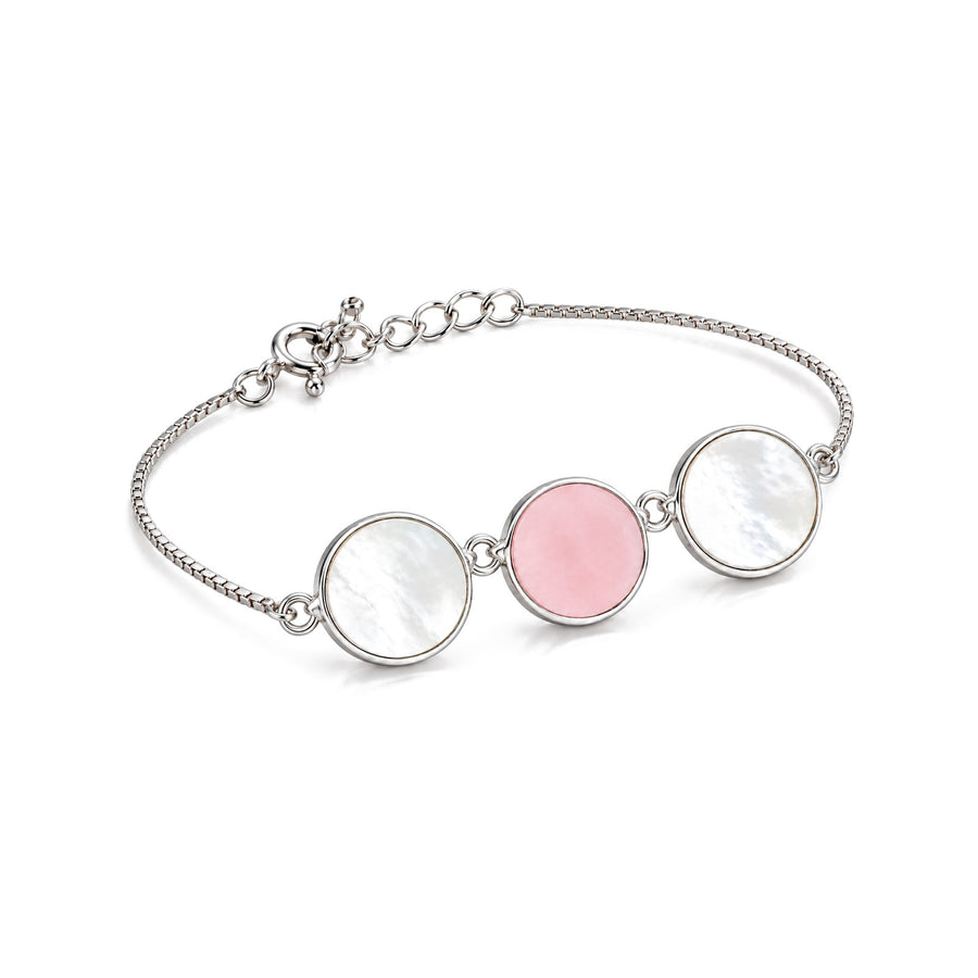 Blush & Pearl Disc Bracelet in silver