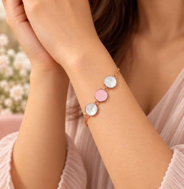 Blush & Pearl Disc Bracelet - view 4