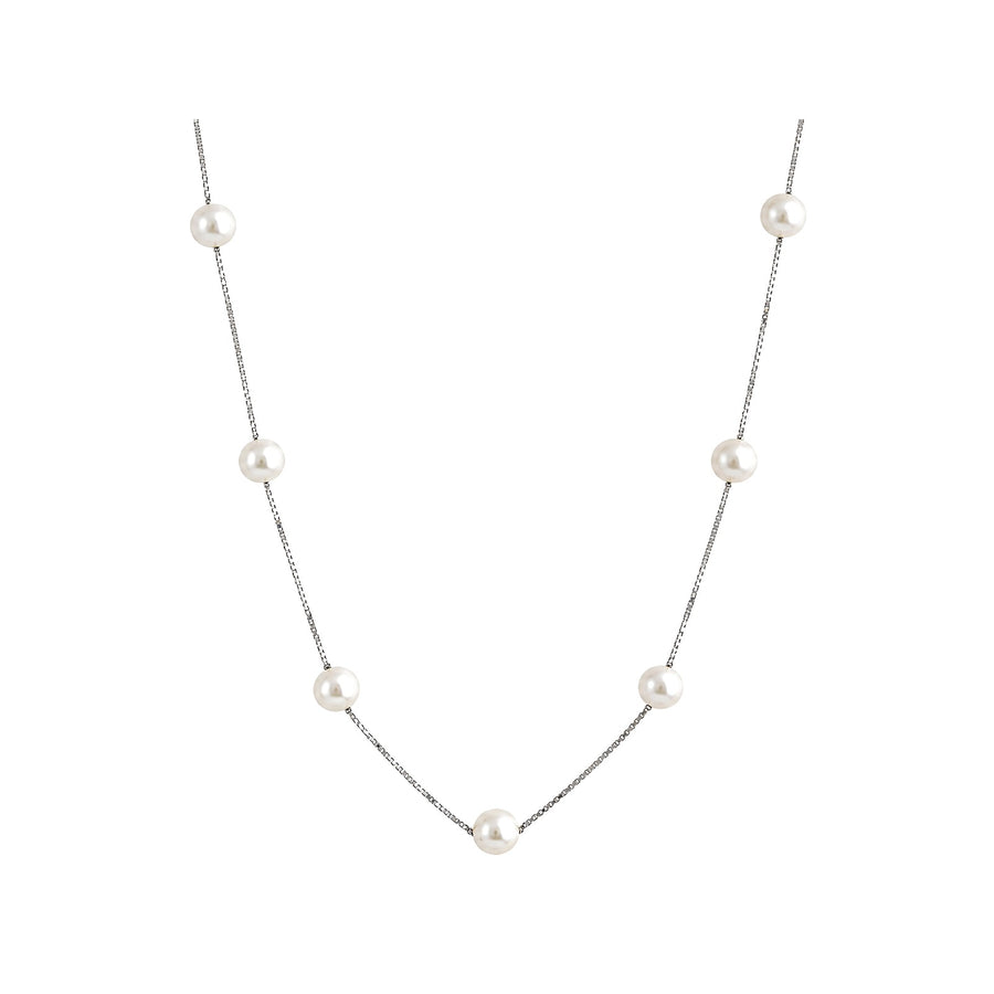 Pearl Bead Necklace with evenly spaced white pearls