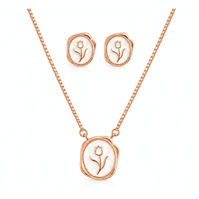 Rose Gold Tulip Medallion Necklace