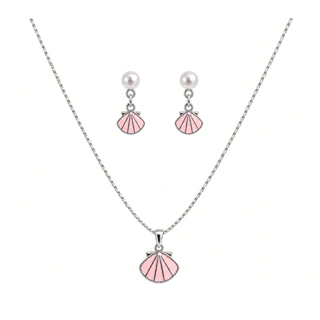 Shell Fan Enamel Jewellery Set