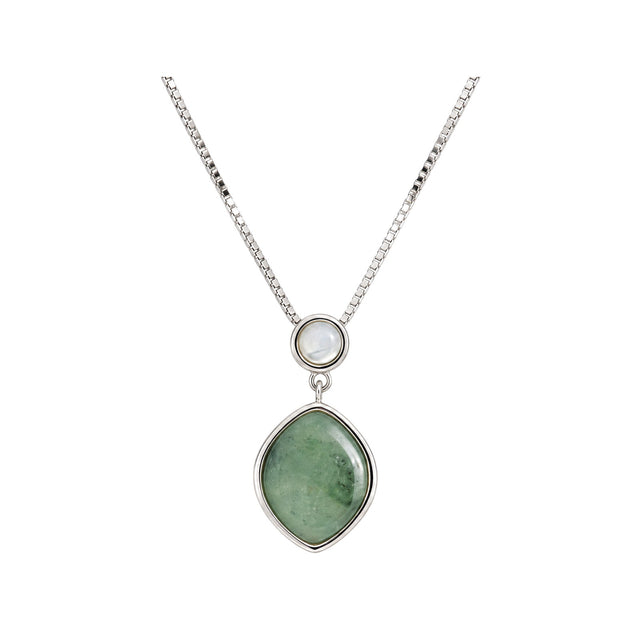 Jade Teardrop Jewellery Set with green drops and moonstone accents