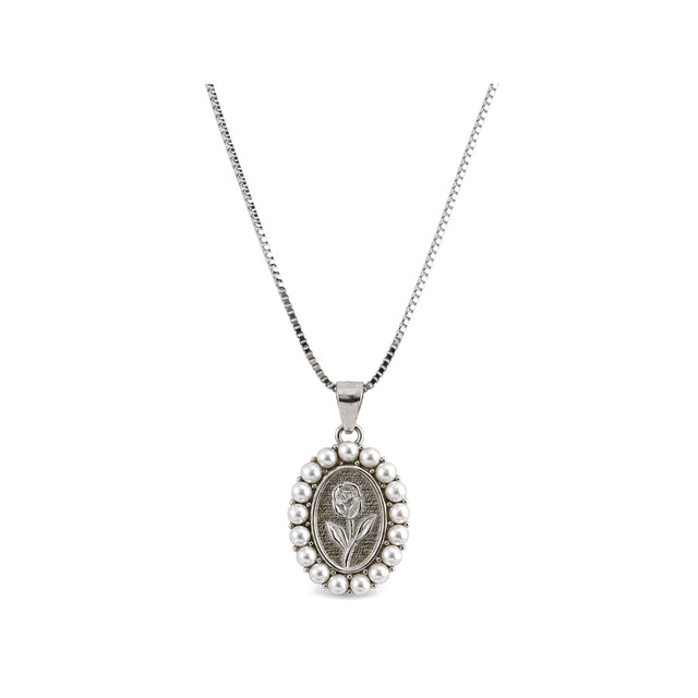 Pearl Rose Medallion Pendant