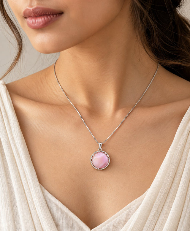 Model wearing Queen Conch Shell Pendant Necklace