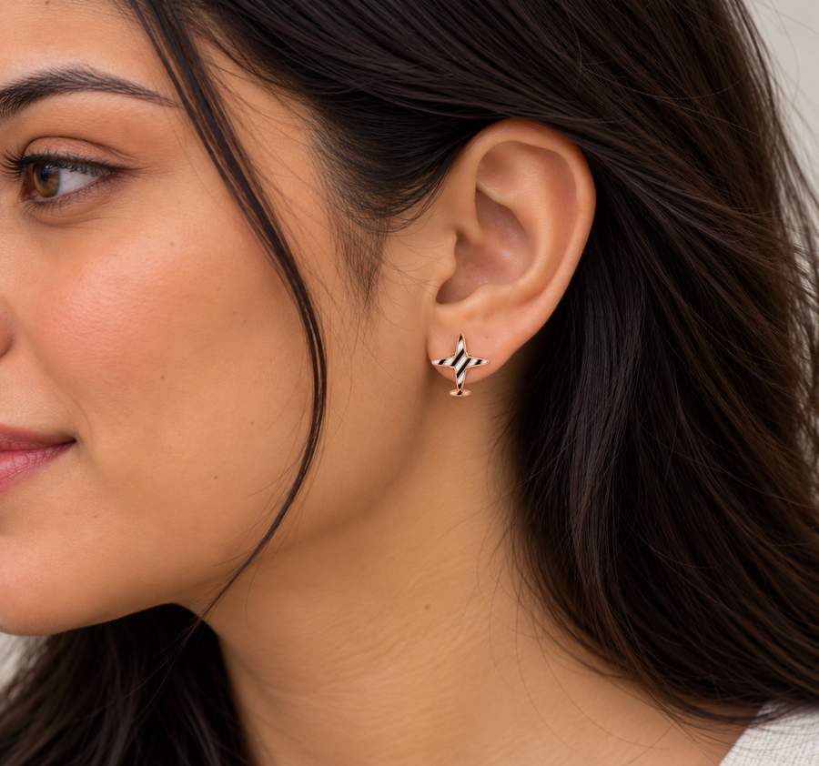 Airplane Enamel Stud Earrings - view 6