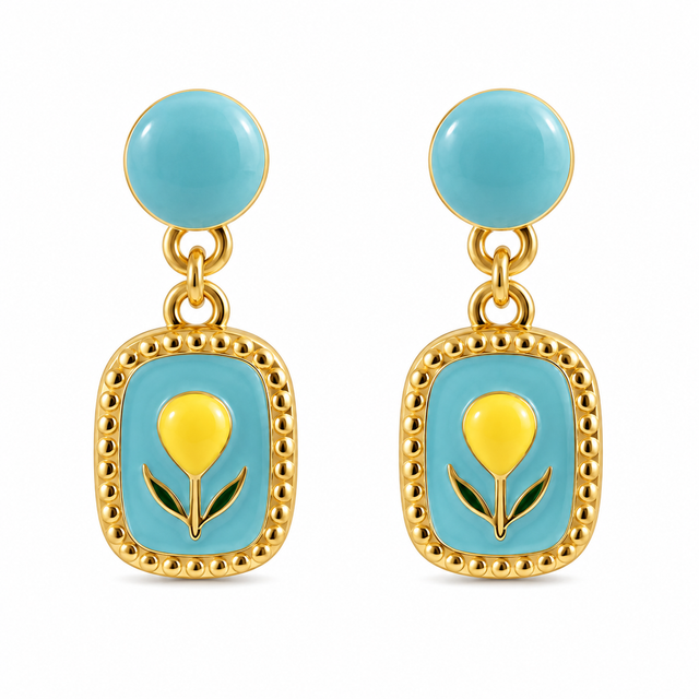 Tulip Enamel Drop Earrings
