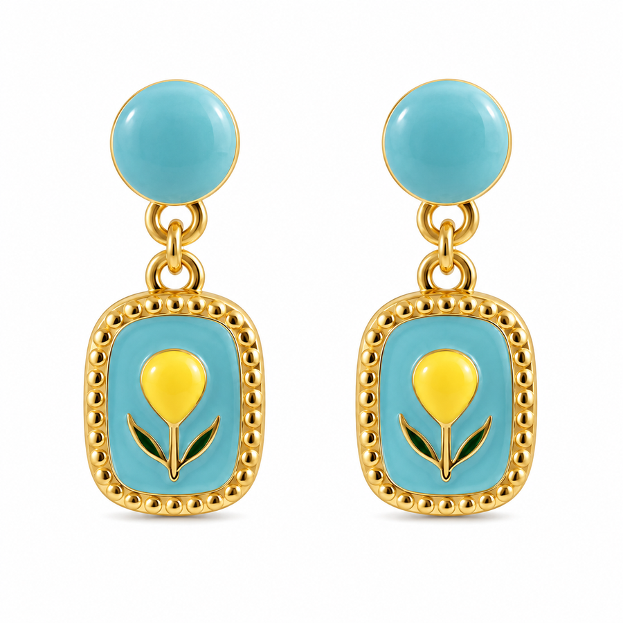 Tulip Enamel Drop Earrings - view 4