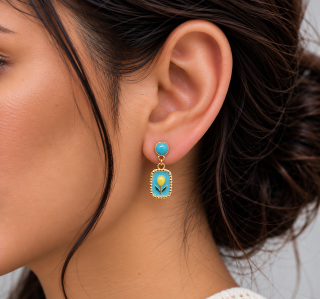 Tulip Enamel Drop Earrings