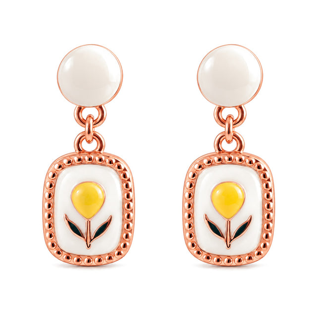 Tulip Enamel Drop Earrings