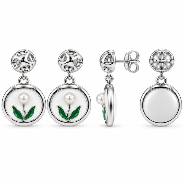 Tulip Pearl Drop Earrings