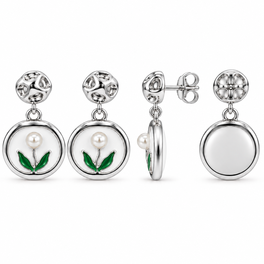 Tulip Pearl Drop Earrings - view 4