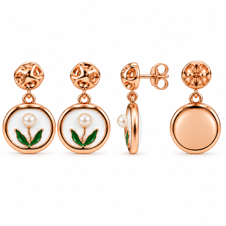 Tulip Pearl Drop Earrings - view 5