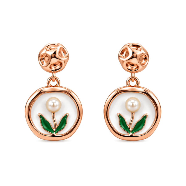 Tulip Pearl Drop Earrings