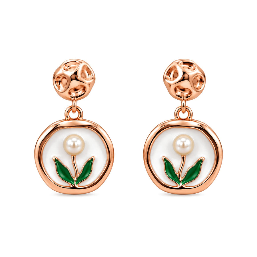 Tulip Pearl Drop Earrings - view 3