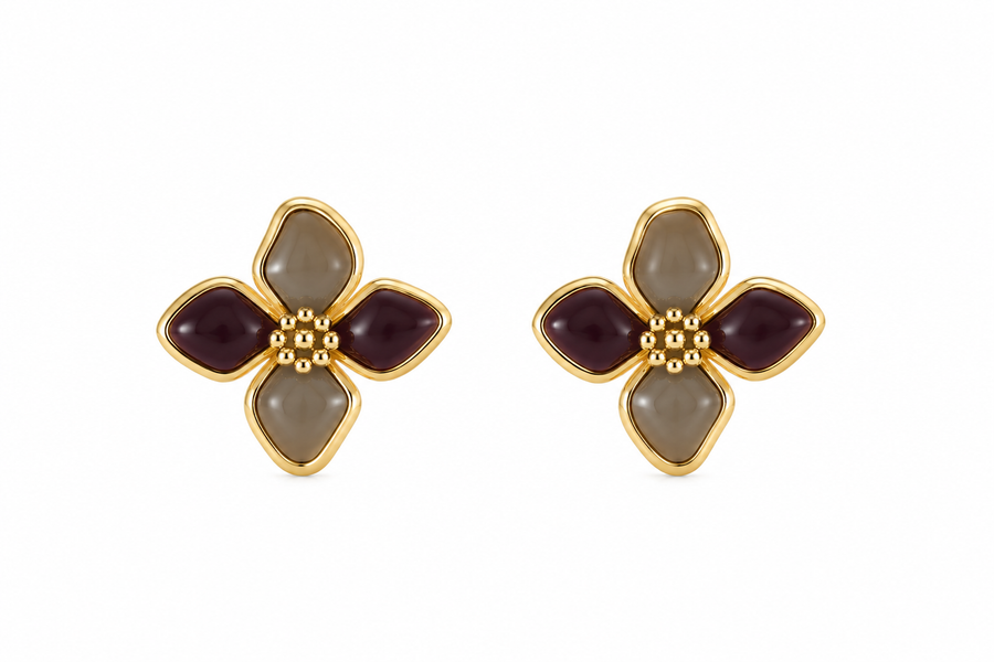 Mocha Bloom Stud Earrings