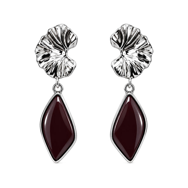 Mocha Petal Drop Ceramic Earrings